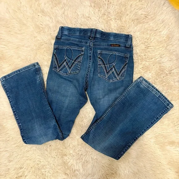 Wrangler Women's Q-Baby Mid Rise Bootcut Ultimate Riding Blue Jeans - Picture 4 of 7